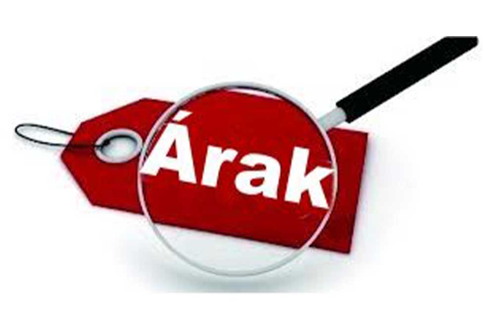 Árak felirat nagyító alatt